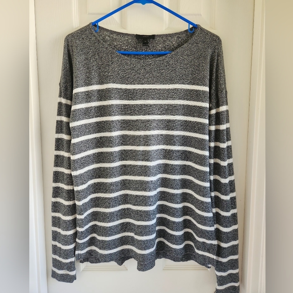 J Crew Womens Size XS Oversized Striped Long‎ Sleeve Pullover Knit Sweater